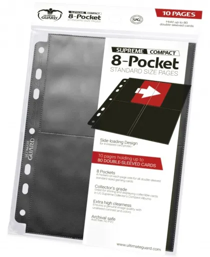 Ultimate Guard - 8-Pocket Compact Pages Side Loading: Black (10 stuks)