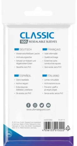 Ultimate Guard Resealable Sleeves Classic (100 stuks)