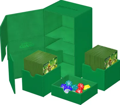 Ultimate Guard Twin Flip'n'Tray Deck Case 200+ XenoSkin Monocolor Green