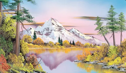 Ultra Pro - Bob Ross Stitched Playmat: Mighty Mountain Lake