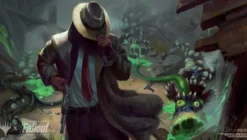 Ultra Pro Magic: The Gathering Universes Beyond - Fallout Black Stitched Commander Playmat: Mysterious Stranger