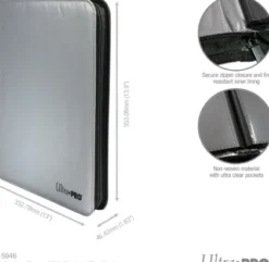 Ultra Pro - Premium Zippered Pro Binder 12-Pocket: Fire Resistant Silver