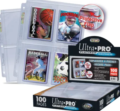 Ultra Pro - Top Loading Clear Platinum Secure 4 Pocket Pages (100 stuks)